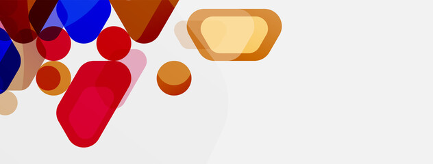 Color bubbles and rounded geometric shapes on white. Vector geometric minimal abstract background for wallpaper, banner, background, landing page