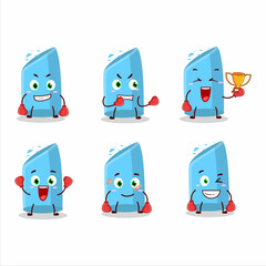 Fototapeta premium A sporty blue chalk boxing athlete cartoon mascot design