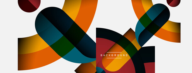 Obraz premium Geometric abstract background. Round shapes, circles, lines composition for wallpaper banner background or landing page
