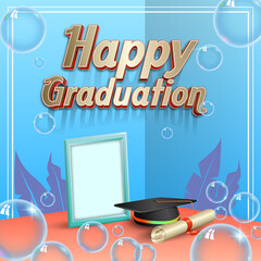 graduations greeting with frame and hat