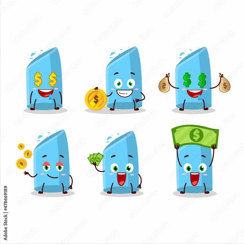 Canvas Prints Blue chalk cartoon character with cute emoticon bring money