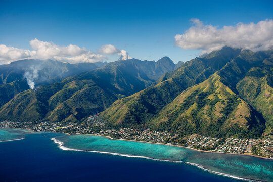 Tropical Islands of French Polynesia. Capital City Papeete on Tahiti © Overflightstock