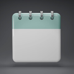 Green paper calendar icons. 3D render minimal  note icons isolate on gray background. Realistic blank date calendar icon. 3D rendering  illustration.