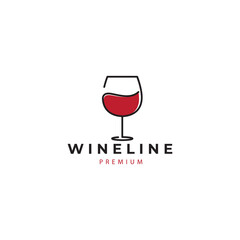 wine and glass with minimalist style line restaurant and bar logo vector icon illustration design