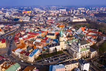 Aerial view on the city Lublin. Poland - obrazy, fototapety, plakaty