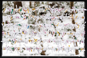 雪の中のおみくじ
