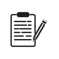 vector note and pen icon white background