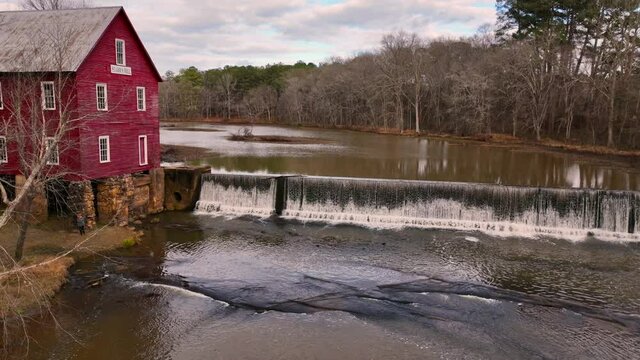 Starr's Mill State Park and water fall aerial view