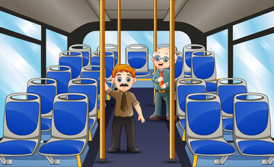Two men go to work by bus © dreamblack46