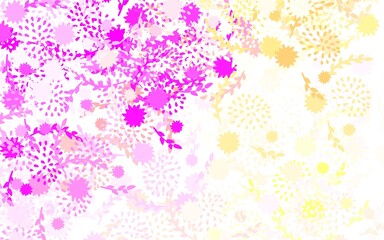 Light Pink, Yellow vector doodle texture with flowers, roses.