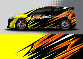 Sport car graphic livery design vector. World racing rally car, Graphic abstract stripe racing background designs for wrap cargo van, race car, pickup truck, adventure vehicle