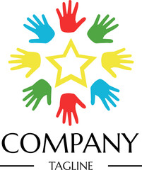 Colorful hands company logo