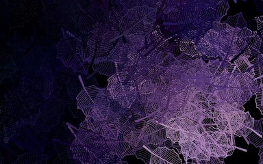 Dark Purple vector abstract backdrop with leaves.
