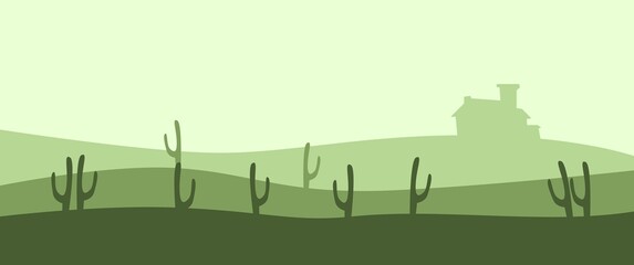 Fototapeta na wymiar Flat cactus on desert vector illustration perfect for background, web background, desktop background, wallpaper, illustration, minimalist drawing book cover.