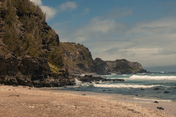 Fototapeta na wymiar Panoramic landscape, beach view from West side, Hawai, Maui, 2022