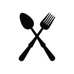 Spoon fork restaurant icon simple flat vector illustration isolated white background