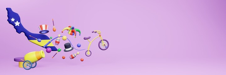 3d rendering of festivals and circus entertainment in Curacao for social media