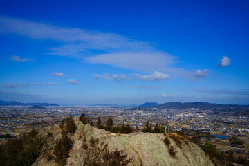 嶽山(香川県三木町)から三木町と高松市街方面を望む