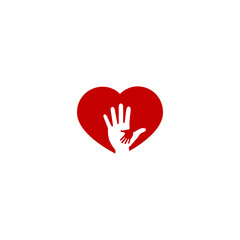 vector illustration of hearts and palms for icons, symbols or logos. caring logo