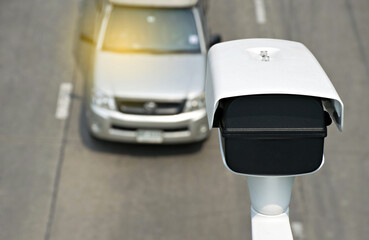 Speed camera car in Thailand.Concept for surveillance on highway.