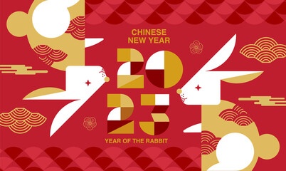 Happy new year, Chinese New Year 2023 , Year of the Rabbit , Chinese Traditional..