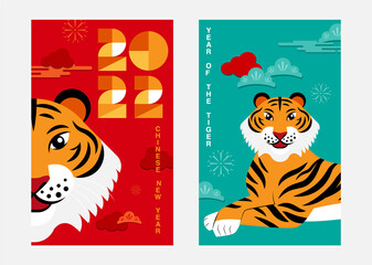 layout template, Chinese New Year, 2022, Year of the Tiger, greeting card, envelop