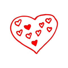 heart hand drawn doodle. vector, minimalism, icon, sticker, decor. love, valentine day, red.