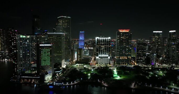 Best cities to work Miami night aerial video