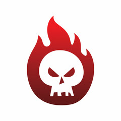 skull fire flame logo design