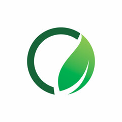 o letter circle leaf logo design