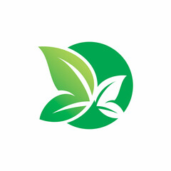 circle green nature leaf logo design