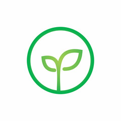 circle green line leaf logo design