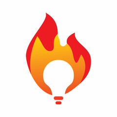 fire flame light bulb logo design