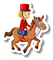Soldier riding a horse cartoon character sticker