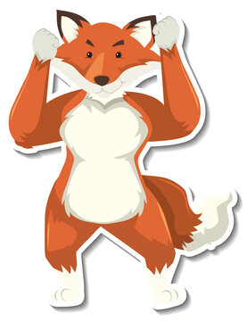 A fox dancing animal cartoon sticker