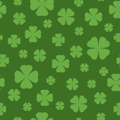 Seamless Shamrock background with light green blades of grass on green background. St Patrick day vector