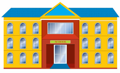 Illustration of a building.School building clip art.Bright color cartoon building
