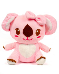 Pink toy koala. A bear on a white background.