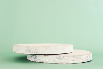 Background of wooden podium for displaying products. Pastel colors