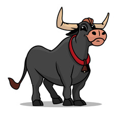 Cartoon Bull vector illustration with simple shadings. 