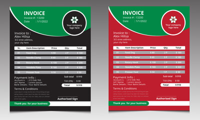 Corporate Business INVOICE design template 2022.