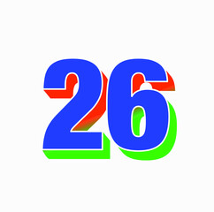 January 26 in India flag color. 26 number. Happy Republic day of India