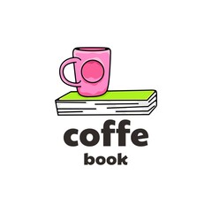 book and coffee logo illustration