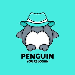 cute penguin logo wearing a hat