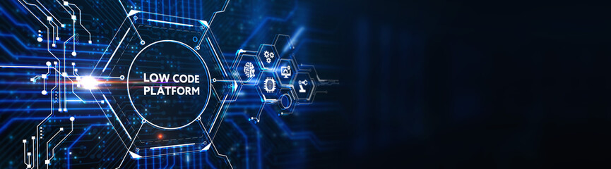 Low Code software development platform technology concept.3d illustration