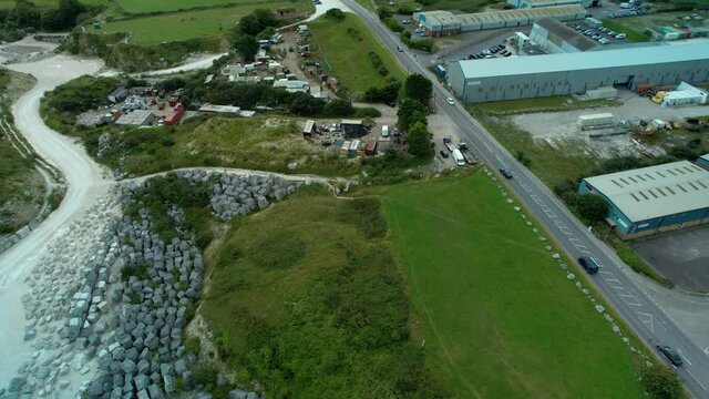 Huge facilities of Portland Sculpture and Quarry trust, aerial drone view