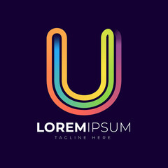 Letter u logo design template. Creative modern trendy u typography and colorful gradient.