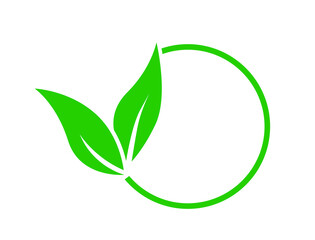 green leaves organic sign natural product icon 