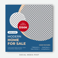 Modern home for sale social media post template