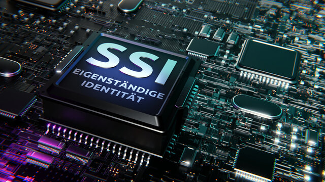 SSI - Self Sovereign Identities / Digitale Identität
mit Blockchain Technologie die Hoheit über die eigene Daten haben und sichere Kommunikation und Zusammenarbeit ermöglichen ~ 3D Rendering